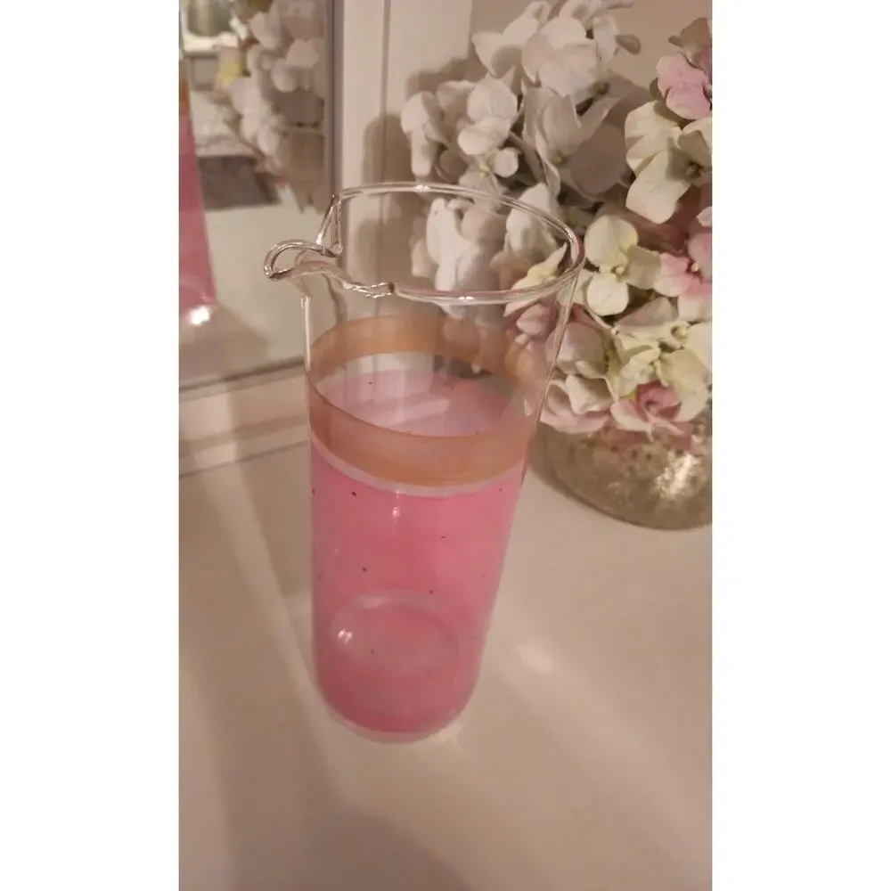 Vintage MCM Pink Gold Martini Cocktail Pitcher Carafe Pinched Spout 9.75